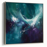 Contemporary Fluid Art – Teal and Violet Swirl with Abstract Energy