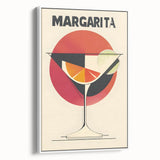 Vintage poster art of colorful food and drinks on a large framed canvas, suitable for living room decor.