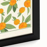 Framed canvas featuring a close-up of various fruits in vibrant colors on a black background.