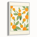 Vintage poster art featuring an assortment of colorful fruits on a large framed canvas, ideal for living room decor.