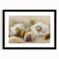 Abstract floral wall art framed in black with a mat, showcasing vibrant colors and intricate designs, perfect for modern home decor. Ideal for adding elegance to any room.