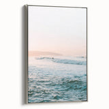 Landscape art painting of summer season on framed canvas, featuring vibrant colors with silver frame.