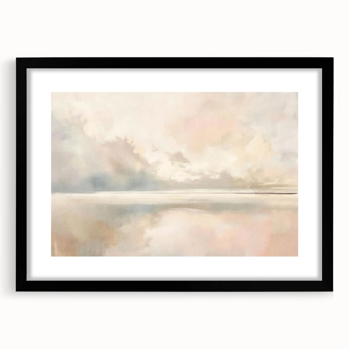 Abstract landscape wall art framed with a black mat, showcasing vibrant colors and intricate patterns, perfect for modern decor and adding a touch of elegance to any space.