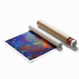 Modern Abstract Wall Art – Red, Blue & Gold Radiating Circle Design