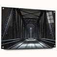 Landscape bridge design in acrylic glass, showcasing a side view with visible pins, highlighting modern architecture and artistic craftsmanship. Ideal for contemporary decor.