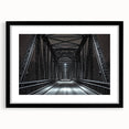 Black landscape bridge frame with mat, showcasing a sleek front view design perfect for modern decor. Ideal for displaying art or photographs, enhancing any interior space.