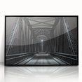 Framed acrylic artwork depicting a landscape bridge in black, showcasing intricate details and vibrant colors, ideal for modern home decor.