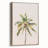 Framed canvas depicting a vintage-style landscape with lush greenery and golden hues, ideal for bedroom wall decor.