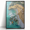 Framed acrylic artwork depicting dramatic cliffs and landscapes, showcasing vibrant colors and intricate details, perfect for modern home decor.