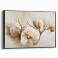 Framed abstract floral wall art in vibrant colors, showcasing intricate designs on a canvas, viewed from the side against a neutral background. Perfect for modern home decor.