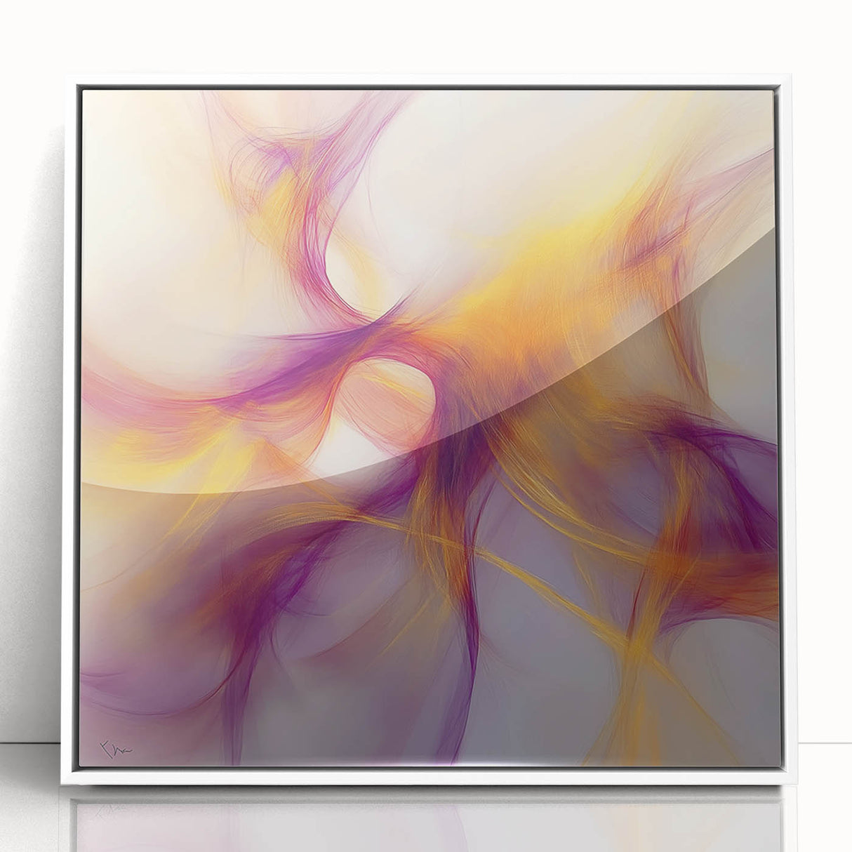 Minimalist Abstract Wall Art – Plum and Gold Flow on Soft Lavender