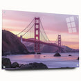 Acrylic glass landscape bridge design featuring a side view with visible pins, showcasing intricate details and vibrant colors, perfect for modern decor.