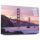 Acrylic landscape bridge model showcasing a side view without pins, featuring a sleek glass design with vibrant colors and intricate detailing, perfect for modern decor.