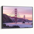 Framed canvas artwork depicting a serene landscape bridge scene, showcasing vibrant colors and detailed brushwork, perfect for enhancing home decor.