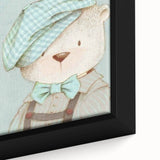 Charming Boys Room Wall Art – Bear with Floral Hat for Kids Rooms