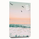 Large abstract wall art on acrylic glass depicting vibrant summer colors, ideal for bedroom or dining room decor.