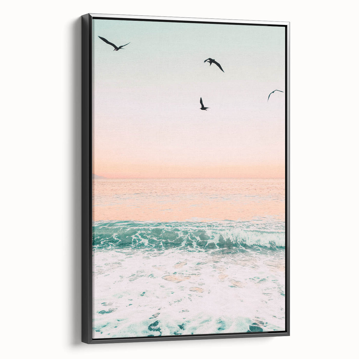 Framed canvas featuring a black and white vintage landscape painting, ideal for bedroom wall art.