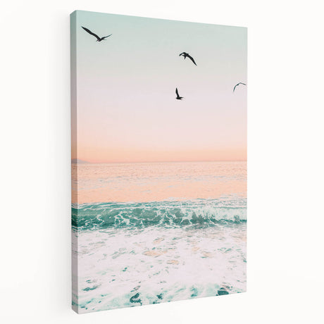 A large canvas print depicting a summer scene with vibrant green and yellow tones, suitable for kitchen wall art.