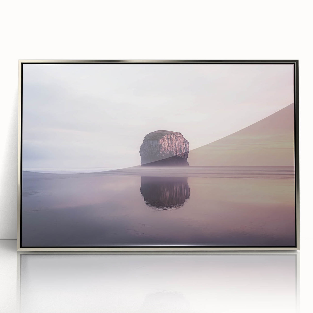 Framed acrylic artwork depicting a stunning cliff landscape with vibrant colors and intricate details, perfect for enhancing modern home decor.