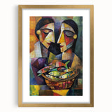 Abstract figurative art frame with a gold mat, showcasing a contemporary design that adds elegance to any room. Perfect for modern home décor and art enthusiasts.