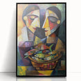 Framed abstract figurative art in black acrylic, showcasing fluid shapes and dynamic lines, perfect for modern home decor or art enthusiasts.