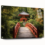 Acrylic glass side view of a modern landscape bridge design, showcasing intricate details and vibrant colors, secured with pins for display. Perfect for contemporary decor.