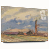 Countryside Landscape - Modern Wall Art of Fields and Village Scene