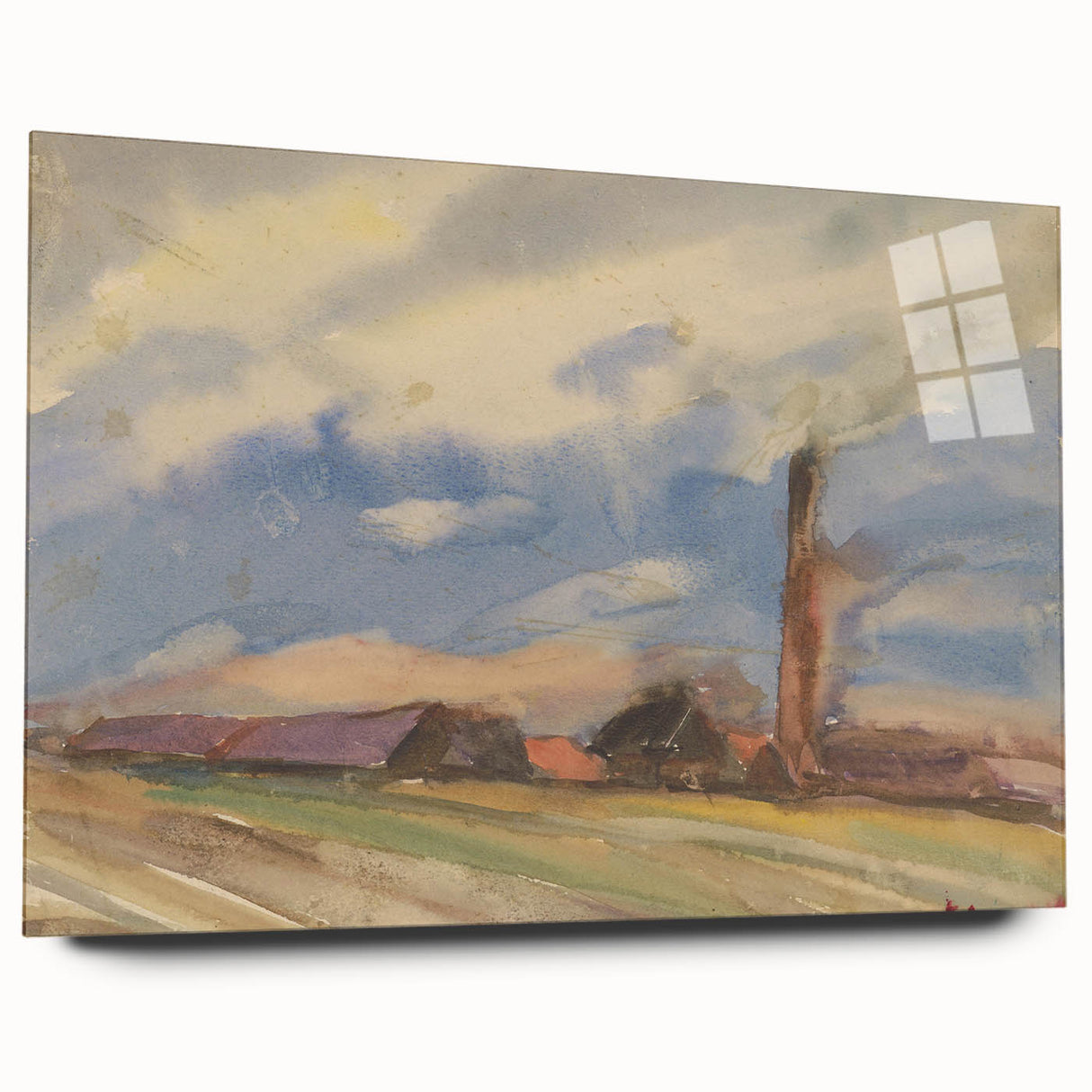 Countryside Landscape - Modern Wall Art of Fields and Village Scene