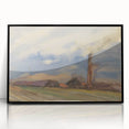 Countryside Landscape - Modern Wall Art of Fields and Village Scene