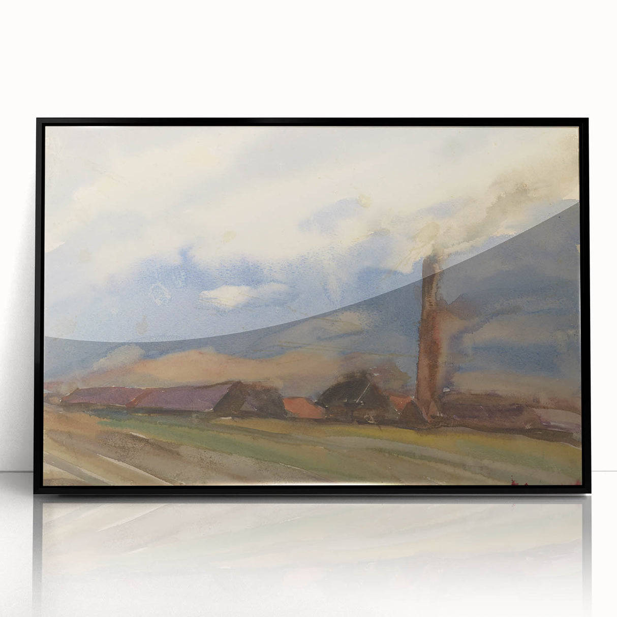 Countryside Landscape - Modern Wall Art of Fields and Village Scene