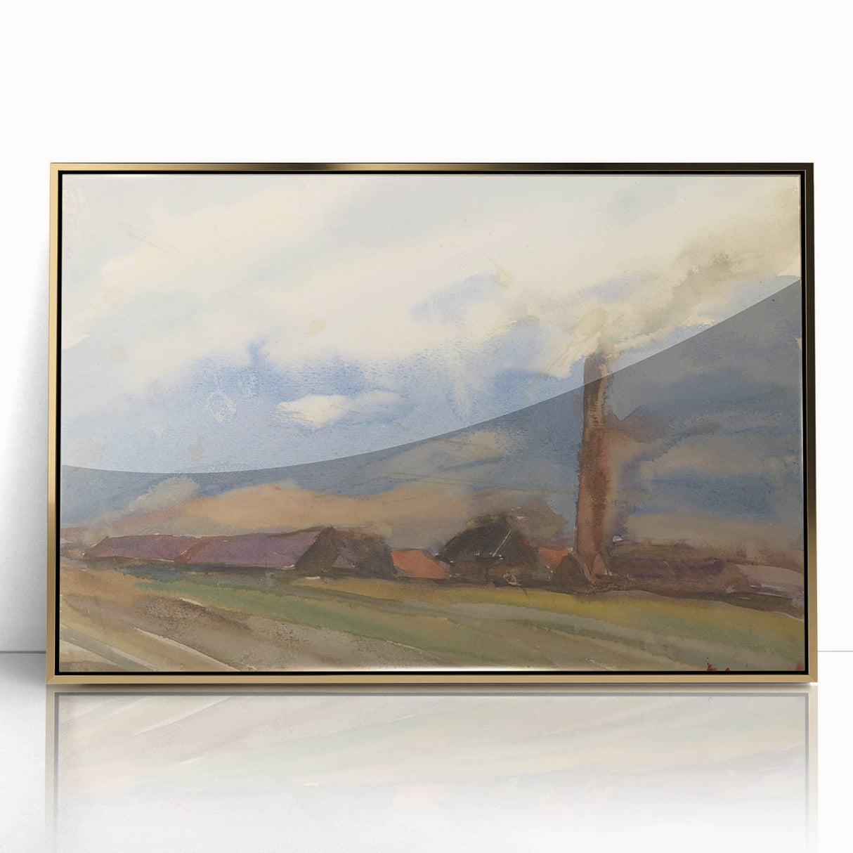 Countryside Landscape - Modern Wall Art of Fields and Village Scene