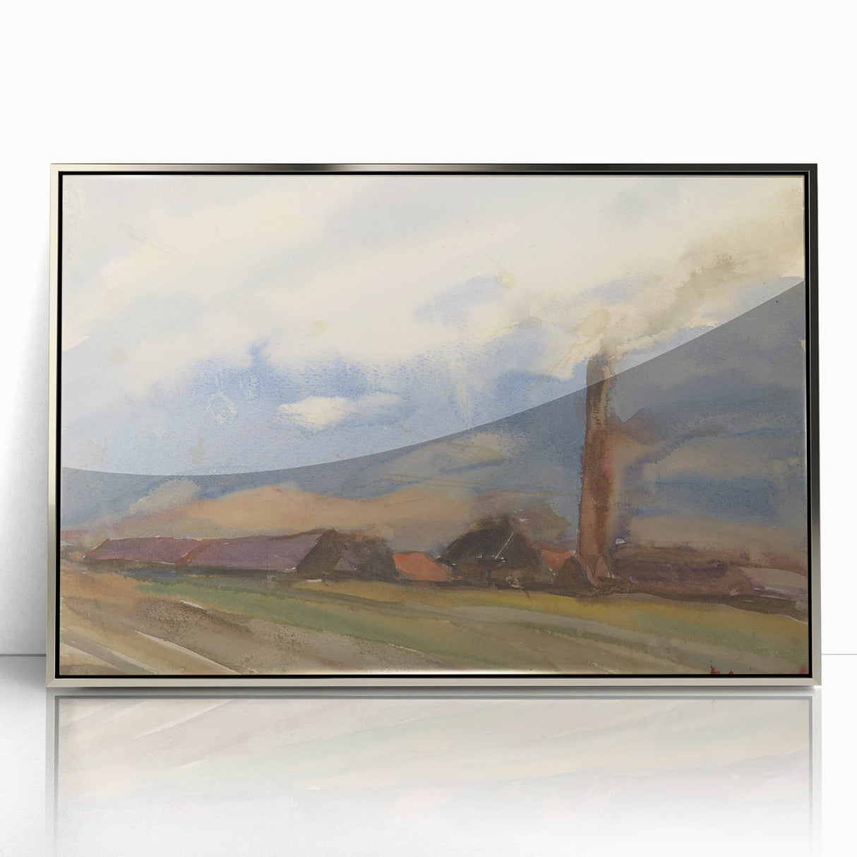 Countryside Landscape - Modern Wall Art of Fields and Village Scene