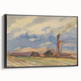 Countryside Landscape - Modern Wall Art of Fields and Village Scene