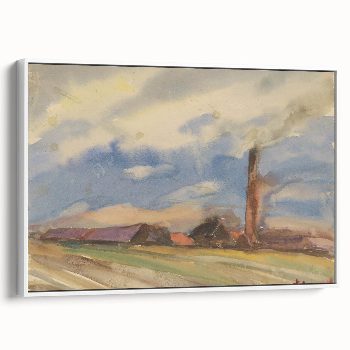 Countryside Landscape - Modern Wall Art of Fields and Village Scene