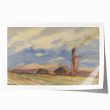 Countryside Landscape - Modern Wall Art of Fields and Village Scene