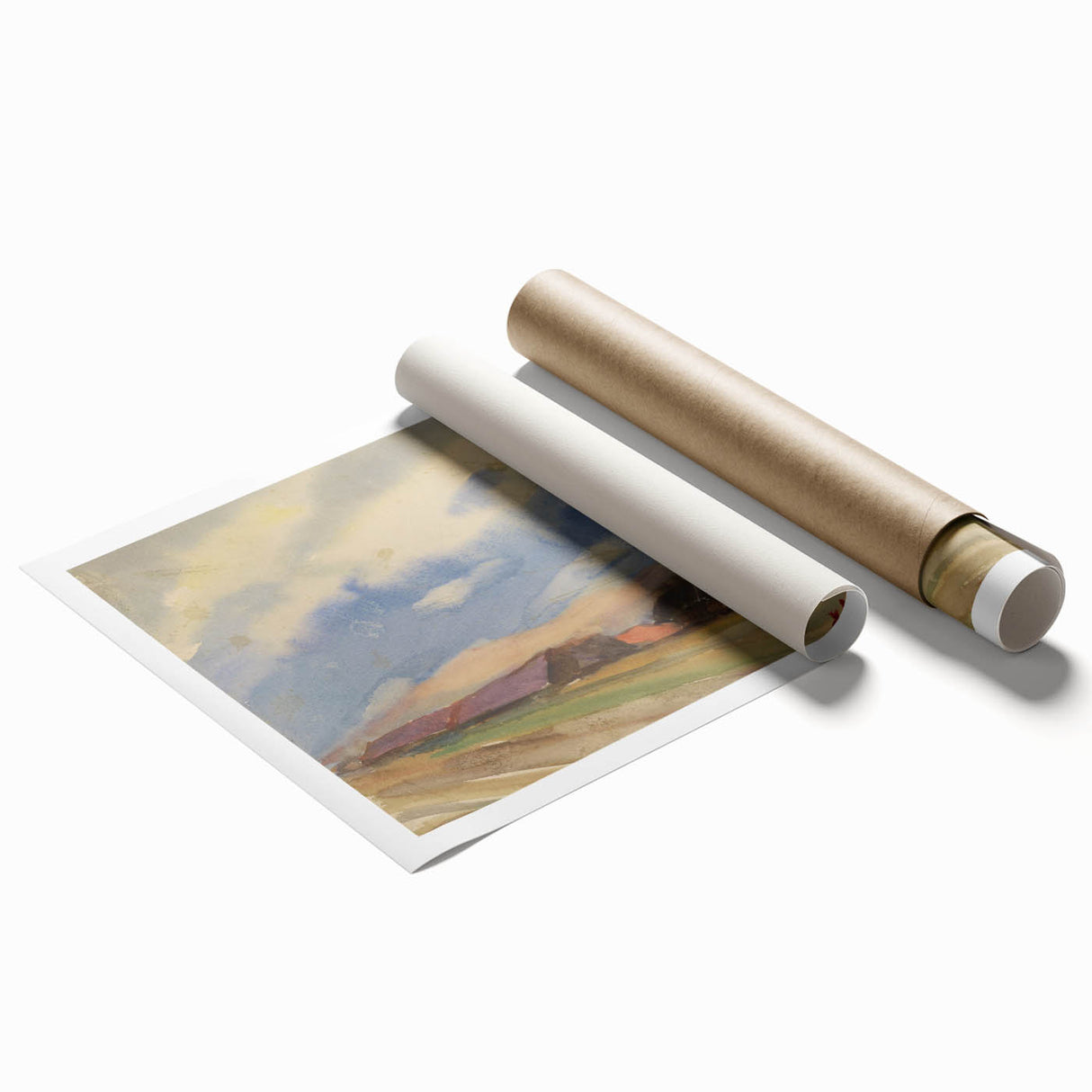 Countryside Landscape - Modern Wall Art of Fields and Village Scene
