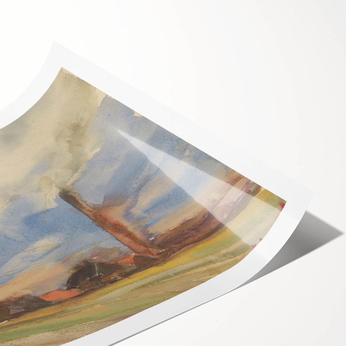 Countryside Landscape - Modern Wall Art of Fields and Village Scene