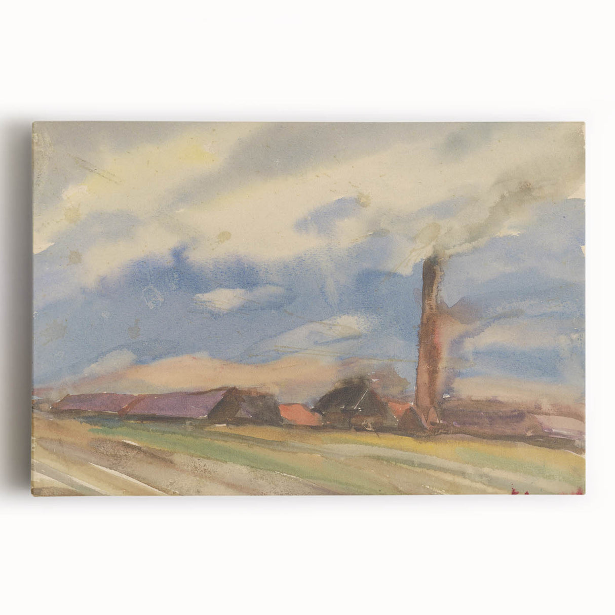 Countryside Landscape - Modern Wall Art of Fields and Village Scene