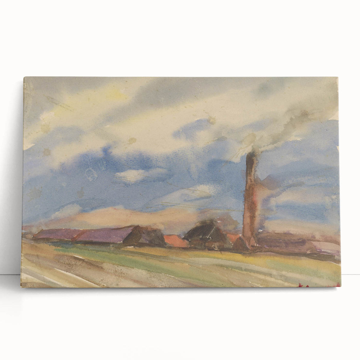 Countryside Landscape - Modern Wall Art of Fields and Village Scene