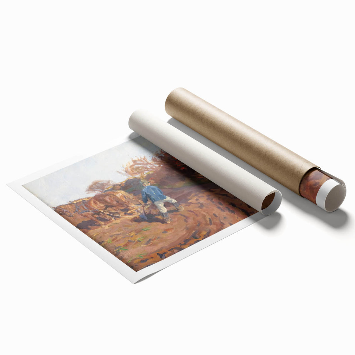 Realism Art Print of a Plowman at Work - Classic Rural Scene