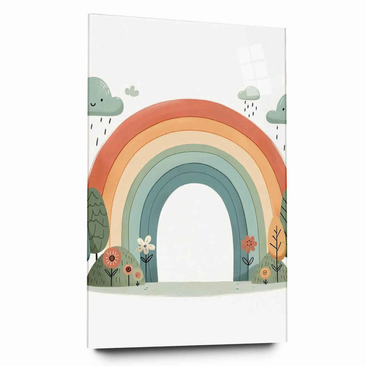 Pastel Rainbow & Nature Print - Personalized Kids Art
