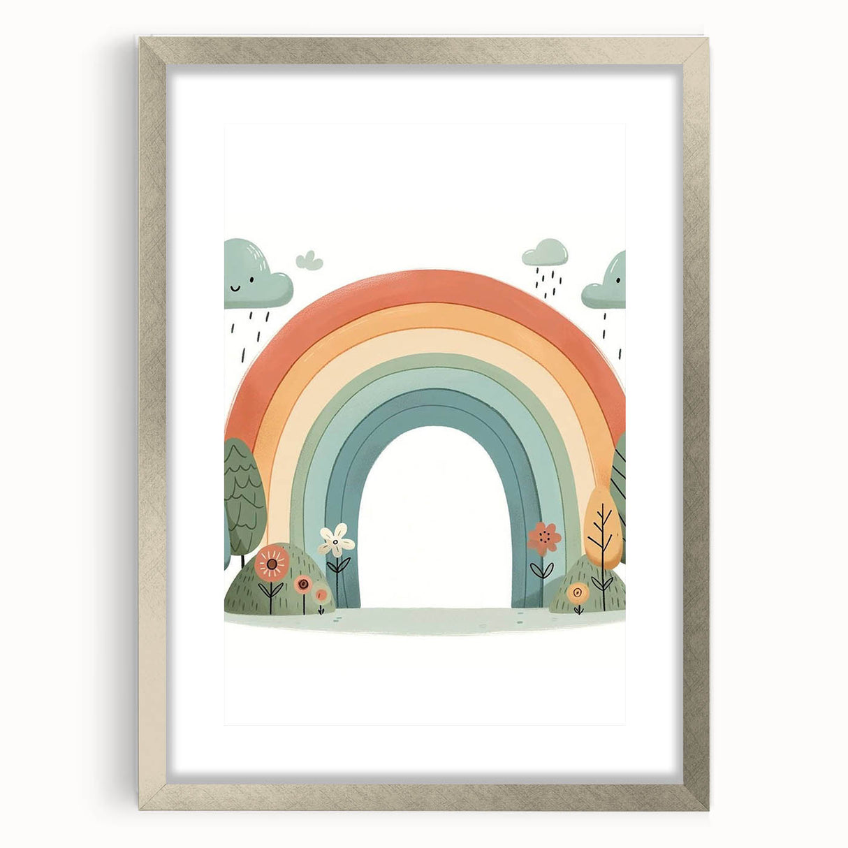 Pastel Rainbow & Nature Print - Personalized Kids Art