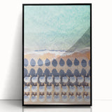 Large abstract wall art featuring vibrant summer hues on a black framed acrylic, ideal for modern living room decor.