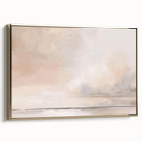 Framed abstract landscape wall art with gold accents, showcasing a serene natural scene. Perfect for modern home decor, adding elegance to any room.