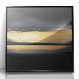 Minimalist Abstract Wall Art – Gold Horizon on Bold Black Canvas