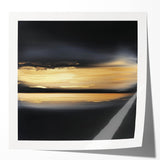 Minimalist Abstract Wall Art – Gold Horizon on Bold Black Canvas