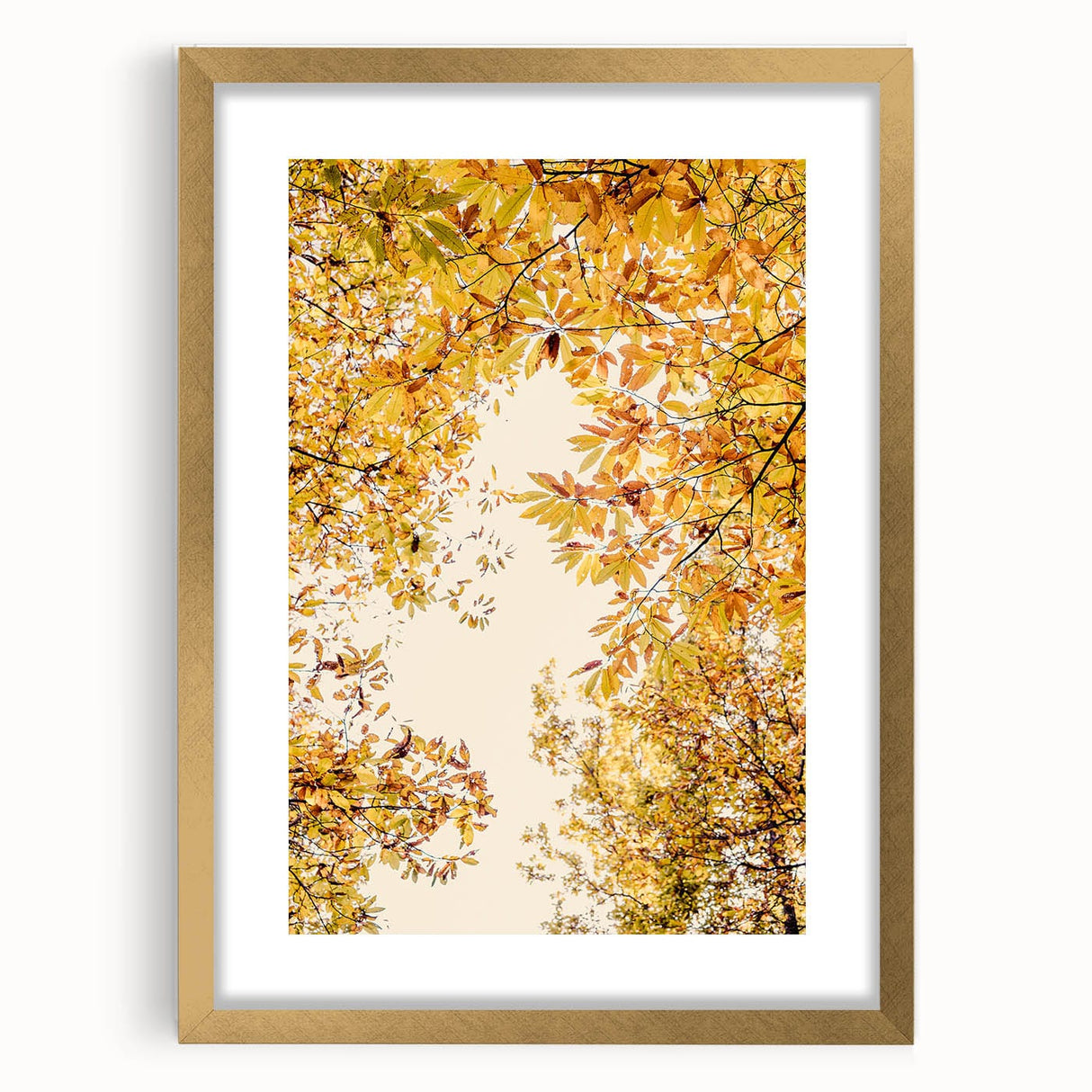 Extra large abstract art print with textured design in earthy tones on a gold-framed canvas, ideal for living room decor.