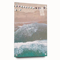 Large abstract wall art on acrylic glass depicting vibrant summer colors, perfect for bedroom or dining room decor.