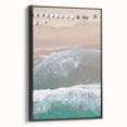 Black and white framed canvas featuring a vintage landscape painting, ideal for bedroom wall decor.