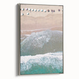 Landscape art painting featuring a summer scene on framed canvas, with vibrant colors and a vintage poster style.